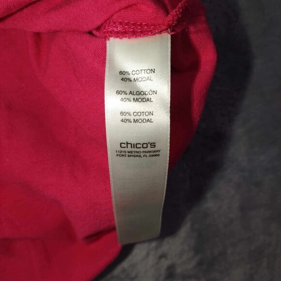 Chicos‎ Women's 3 Vibrant Pink Palm Tree Short Sleeve T-Shirt Beachy Resortwear - Picture 8 of 9